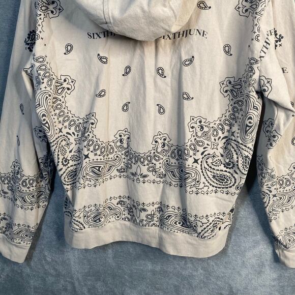 Y2k Hoodie Mens Large Bandana Print Zip Up Sweatshirt Skater Streetwear - Picture 7 of 13